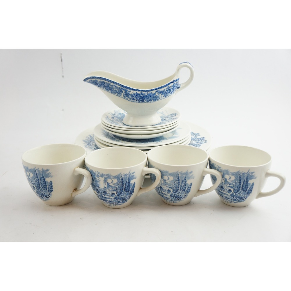 Midcentury Countryside Enoch Wedgwood Tunstall 17pc Dinnerware Settings Set Fair